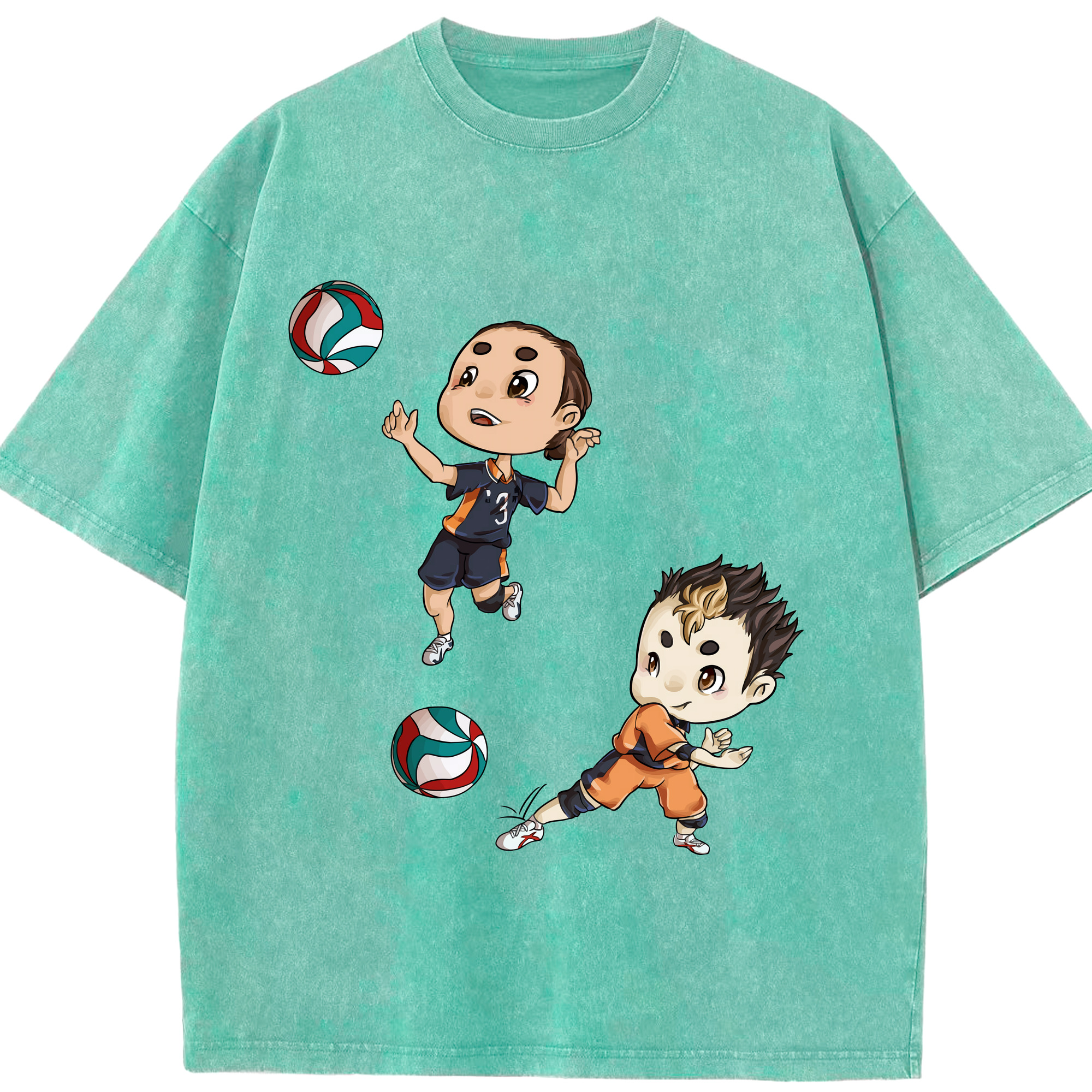 （画像用） ハイキュー!! Haikyu!! 綿100% ヴィンテージ風 半袖Tシャツ（フロントプリント）